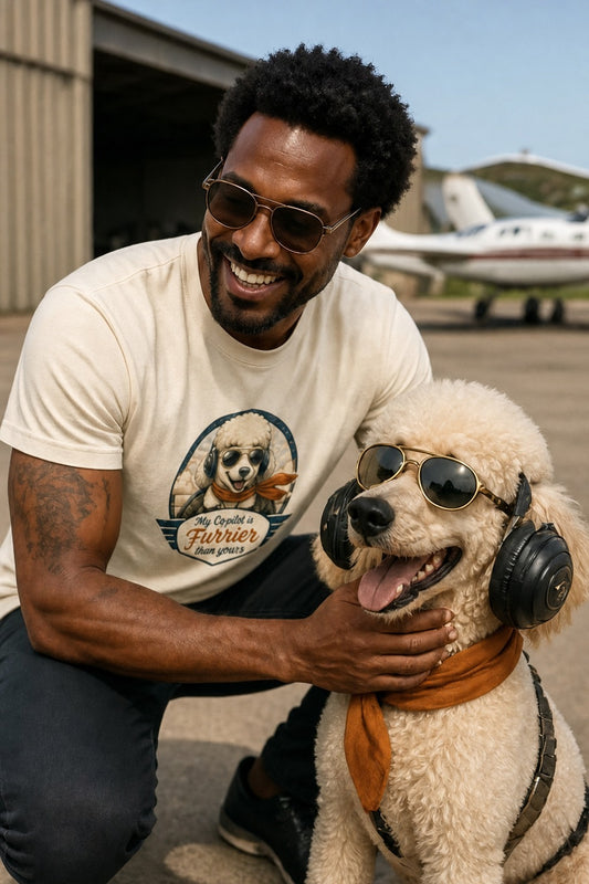T-shirt "My Copilot is Furrier than yours" – For dog lovers Vintage Poodle Edition