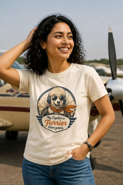 T-shirt "My Copilot is Furrier than yours" – For dog lovers Vintage Poodle Edition