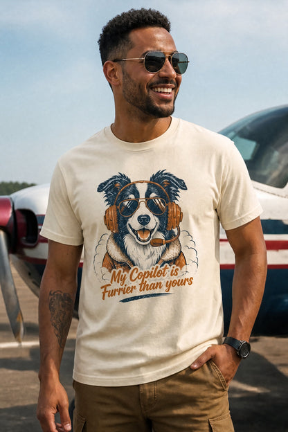 Funny Airplane Pilot T-Shirt for Border Collie Dog Lovers