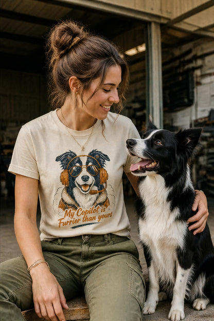 Funny Airplane Pilot T-Shirt for Border Collie Dog Lovers