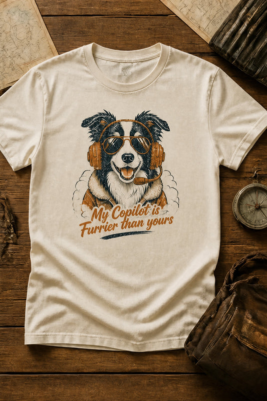 Funny Airplane Pilot T-Shirt for Border Collie Dog Lovers