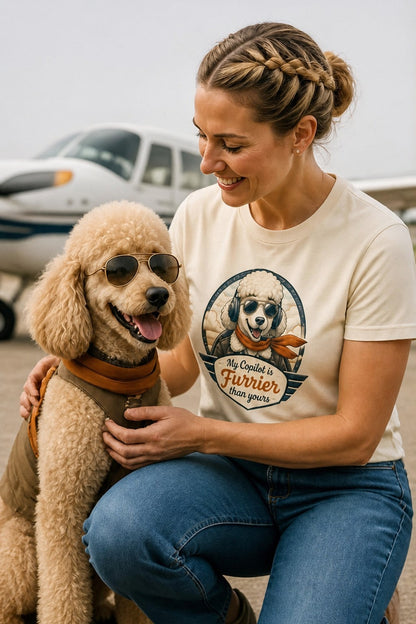 T-shirt "My Copilot is Furrier than yours" – For dog lovers Vintage Poodle Edition