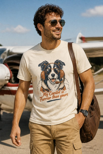 Funny Airplane Pilot T-Shirt for Border Collie Dog Lovers