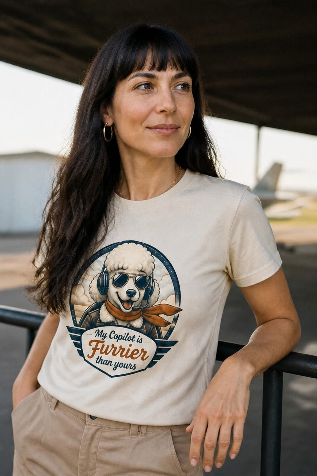 T-shirt "My Copilot is Furrier than yours" – For dog lovers Vintage Poodle Edition