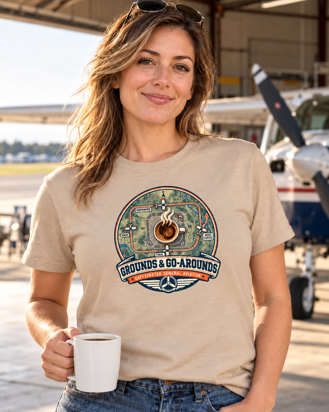 T-shirt "Pilots & Coffee Pots" – Grounds & Go-Arounds – Caffeinated General Aviation