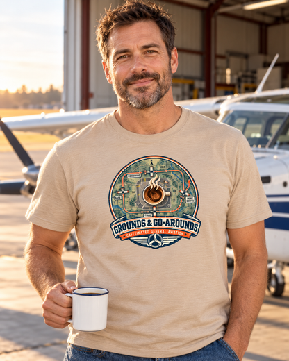 T-shirt "Pilots & Coffee Pots" – Grounds & Go-Arounds – Caffeinated General Aviation
