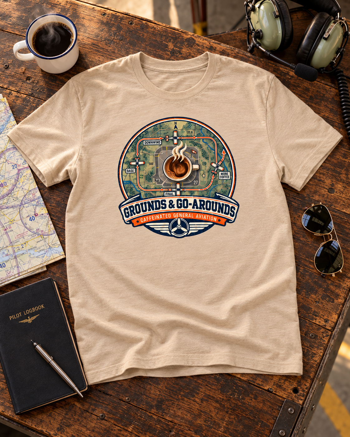 T-shirt "Pilots & Coffee Pots" – Grounds & Go-Arounds – Caffeinated General Aviation