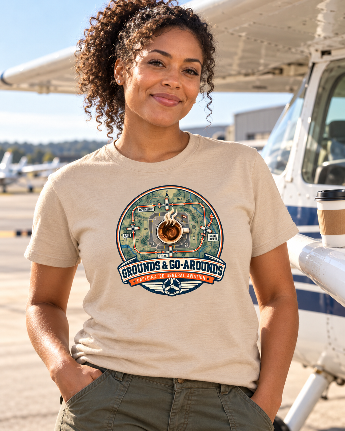 T-shirt "Pilots & Coffee Pots" – Grounds & Go-Arounds – Caffeinated General Aviation