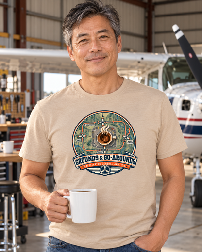 T-shirt "Pilots & Coffee Pots" – Grounds & Go-Arounds – Caffeinated General Aviation