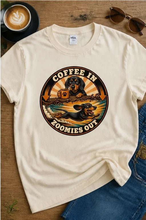 T-shirt "Coffees & Zoomies" – For Daschund and Coffee lovers