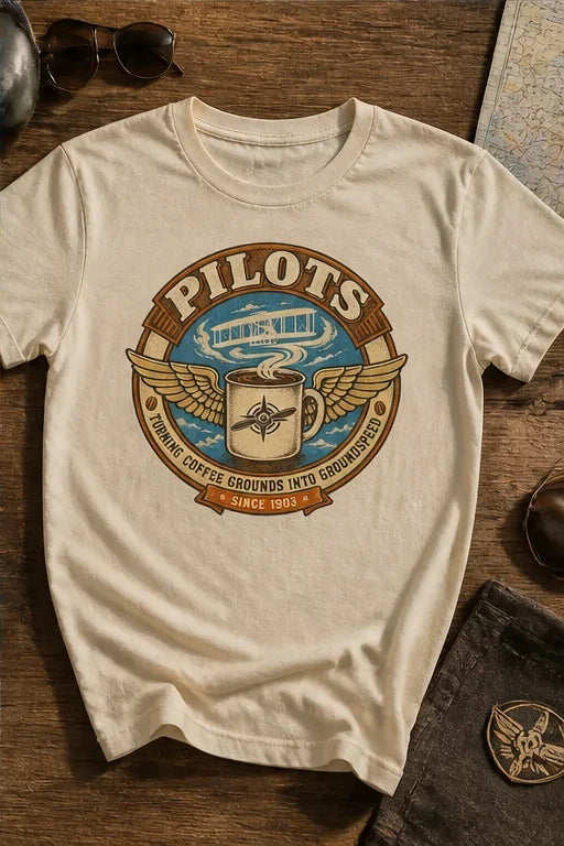T-shirt "Pilots & Coffee Pots" – Turning Coffee grounds into Ground Speed