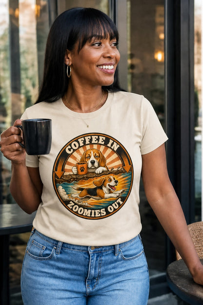 T-shirt "Coffees & Zoomies" – For Beagle and Coffee lovers