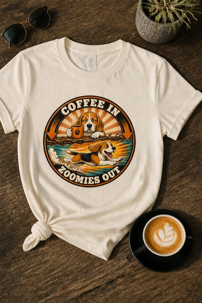 T-shirt "Coffees & Zoomies" – For Beagle and Coffee lovers