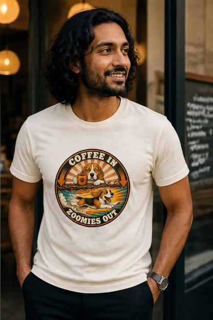 T-shirt "Coffees & Zoomies" – For Beagle and Coffee lovers
